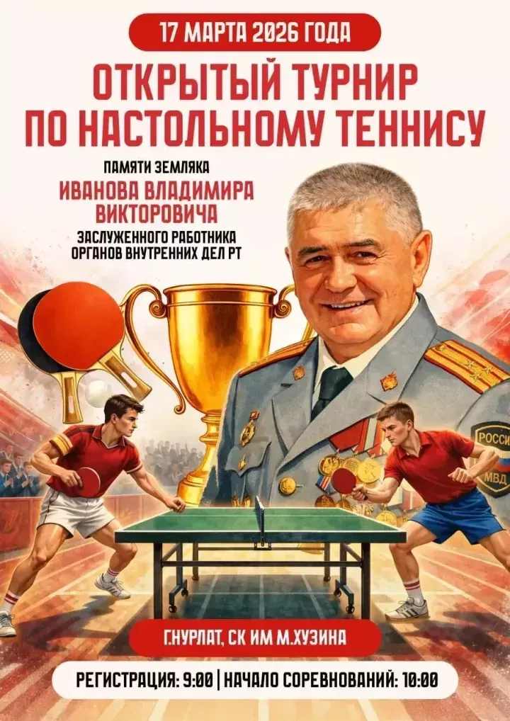 Владимир Иванова асăнса мартăн 17-мӗшӗнче Нурлатра сӗтелçи теннисӗн турнирӗ иртет