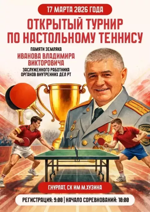 Владимир Иванова асăнса мартăн 17-мӗшӗнче Нурлатра сӗтелçи теннисӗн турнирӗ иртет