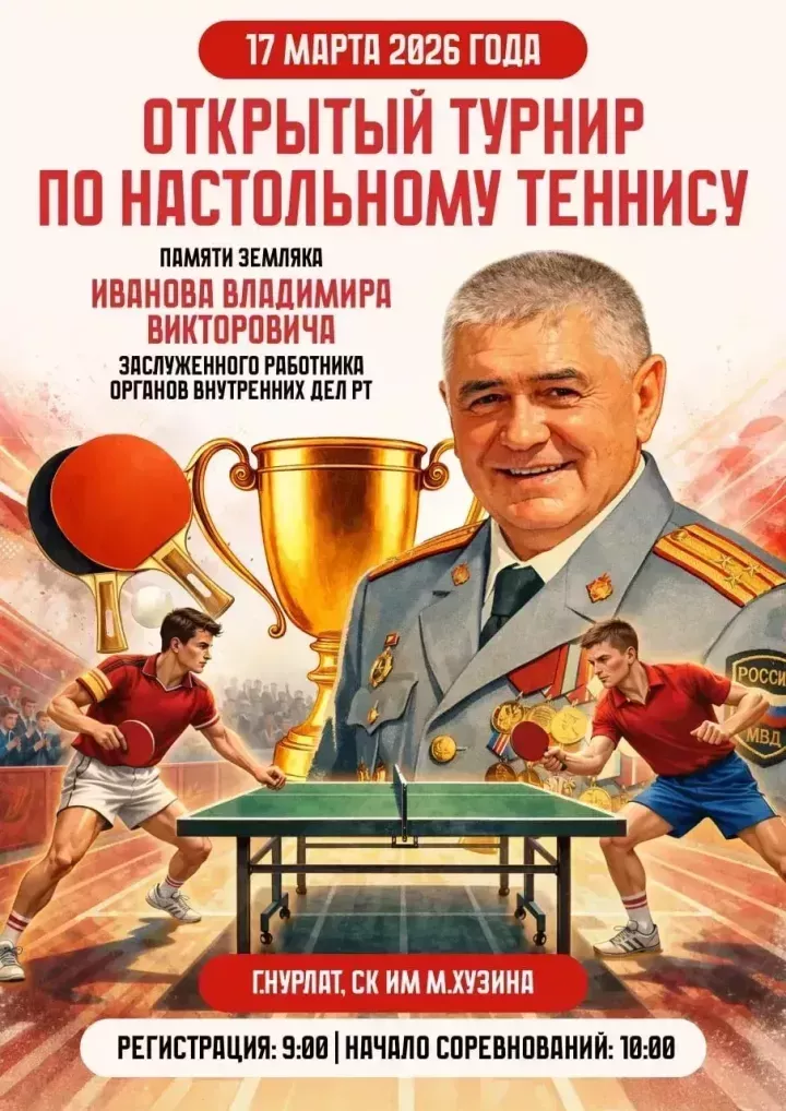 Владимир Иванова асăнса мартăн 17-мӗшӗнче Нурлатра сӗтелçи теннисӗн турнирӗ иртет