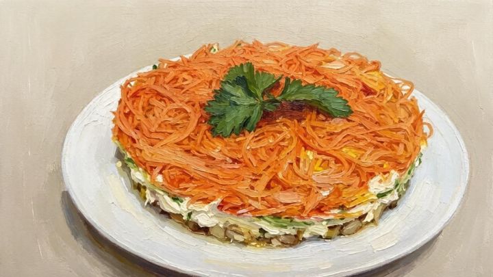 Салат – ӗне ашӗпе тата   корейла кишӗрпе